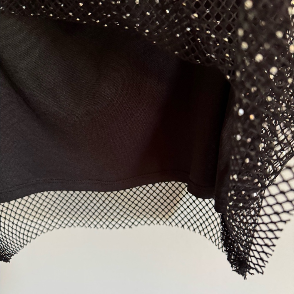 Sincerely Jules Rhinestone Mesh Black Skirt size Large mini skirt bling clubbing - Picture 5 of 7